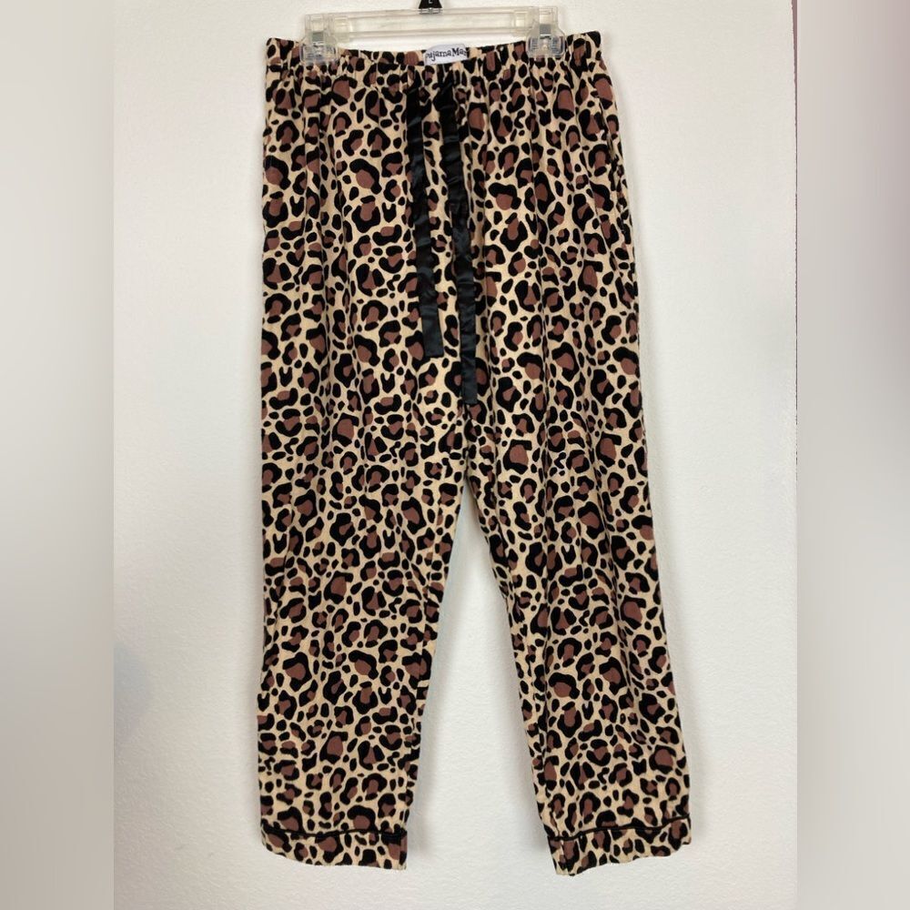 Pajama Mania Leopard print cotton flannel pj bottoms / pockets NWOT🐆🐆